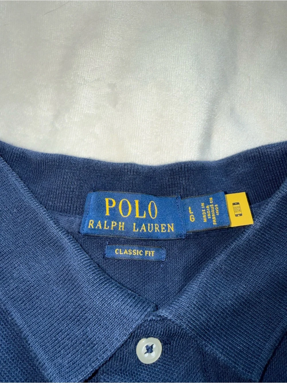 Ralph Lauren Navy Polo Shirt with Multicolor Stripes